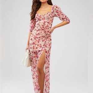 For Love And Lemons Floral Pink Maxi Dress